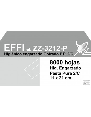 Higiénico engarzado Premium pasta gofrado 2 capas 11x21 cm - Caja 8.000 u (200ux40p)